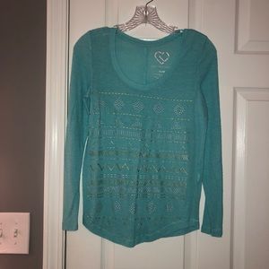 Aqua tribal print longsleeve